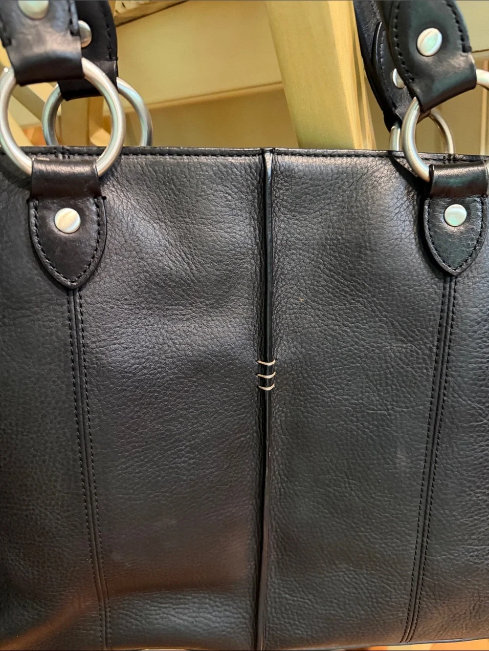 Ellington Black Leather Tote 15”x11”